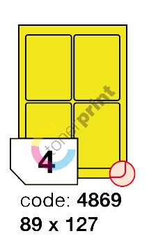 Samolepící etikety Rayfilm Office 89x127 mm 300 archů, fluo žlutá, R0131.4869D 1