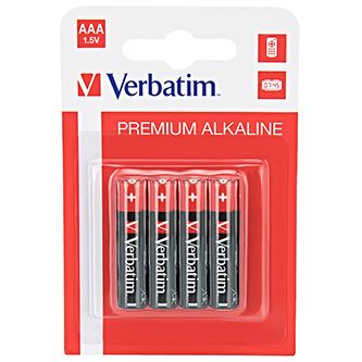 Mikrotužkové baterie Verbatim AAA / LR03 / Micro, alkalické 1,5 V, 4 ks – 49920