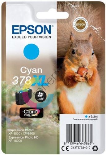 Cartridge Epson C13T37924010, cyan, 378XL, originál 1