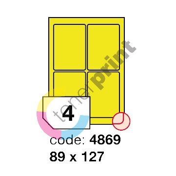 Samolepící etikety Rayfilm Office 89x127 mm 300 archů, matně žlutá, R0121.4869D 1