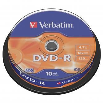 Verbatim DVD-R AZO 4,7 GB 16× Matt Silver, 10 ks Spindle – 43523