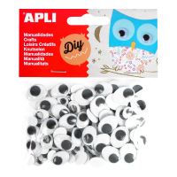 Oválné oči Apli Moving eyes, mix velikostí, samolepicí, černé, 100 ks Oválné oči Apli Moving eyes, mix velikostí, samolepicí, černé, 100 ks