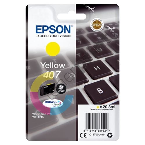 Cartridge Epson C13T07U440, yellow, 407, originál 1