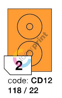 Samolepící etikety Rayfilm Office průměr 118/22 mm 300 archů, fluo oranžová, 1