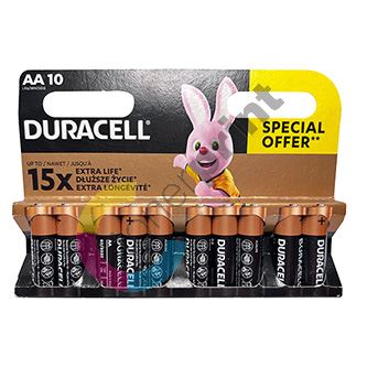 Baterie alkalická, AA, 1.5V, Duracell, blistr, 10-pack, 42308, Basic