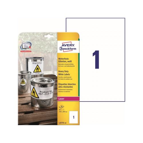 Etikety AVERY-ZWECKFORM 210x297 mm odolné vlivům počasí - L4775-20 1
