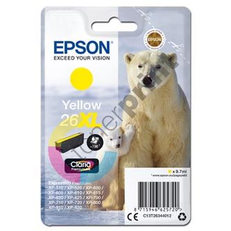 Inkoustová cartridge Epson C13T26344012, XP-800, XP-700, XP-600, yellow, 26XL, originál