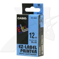 Páska do tiskárny štítků Casio XR-12BU1 12mm černý tisk/modrý podklad (1)