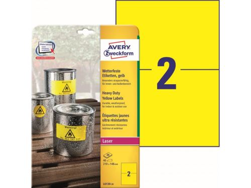 Odolné etikety 210 x 148 mm, 20 listů A4, žlutá L6130-20 1