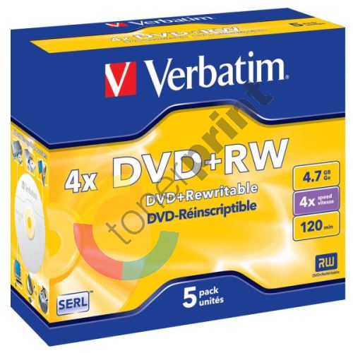 Verbatim DVD+RW, DataLife PLUS, 4,7 GB, Scratch Resistant, jewel box, 43229, 4x, 1