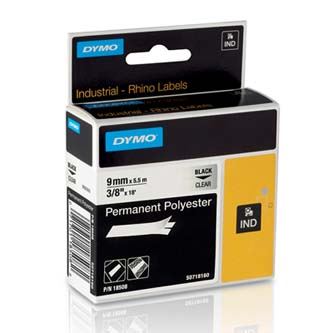 Páska Dymo 9mm x 5,5m, černý tisk/průhledný podklad, 18508, S0718160