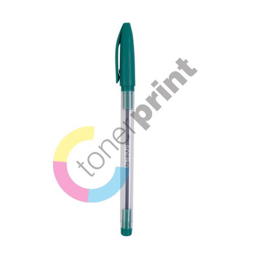 Spoko kuličkové pero, jednorázové, zelená náplň, zelené 1