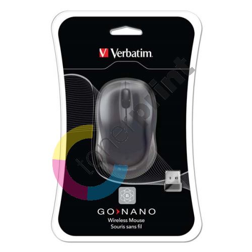 Verbatim bezdrátová myš, 1 kolečko, USB, černá, 1600dpi 1