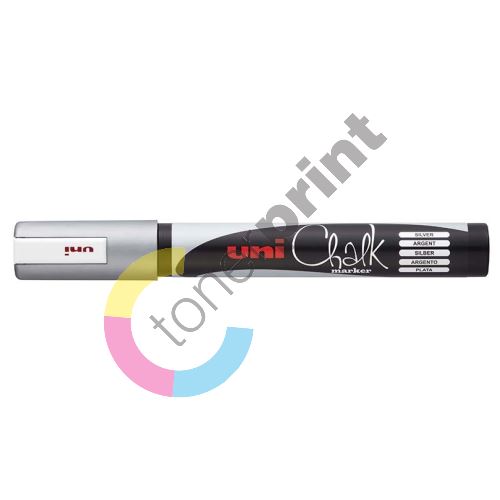 Uni Chalk Marker křídový popisovač PWE-5M, 1,8-2,5 mm, stříbrný 1
