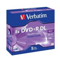 Verbatim DVD+R DL AZO 8,5 GB 8× Double Layer Matt Silver, 5 ks Jewel Case – 43541