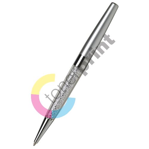 Kuličkové pero Art Cystella, stříbrná s bílými krystaly Swarovski 2