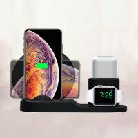 3v1 bezdrátová Qi nabíječka N30 pro telefon, Apple Watch a AirPods, 15 W, černá (3)