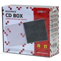 Box na 1 ks CD, průhledný, černý tray, LOGO, 5-pack