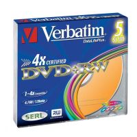 Verbatim DVD+RW, DataLife PLUS, 4,7 GB, Colour, slim box, 43297, 4x, 5-pack