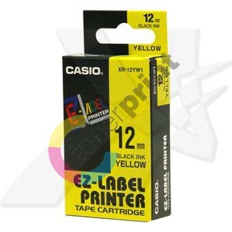 Páska do tiskárny štítků Casio XR-12YW1 12mm černý tisk/žlutý podklad