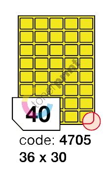 Samolepící etikety Rayfilm Office 36x30 mm 300 archů, fluo žlutá, R0131.4705D 1