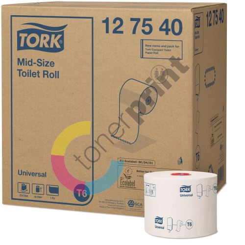 Tork Mid-Size toaletní papír Universal, 1vrstvý, bílý, T6 1