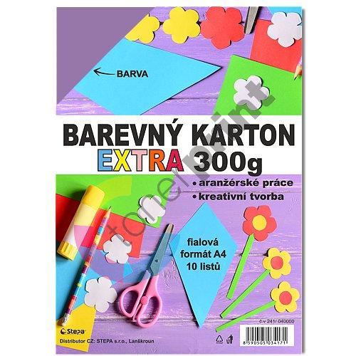 Barevný karton Extra 300g A4, 10listů, fialový 1