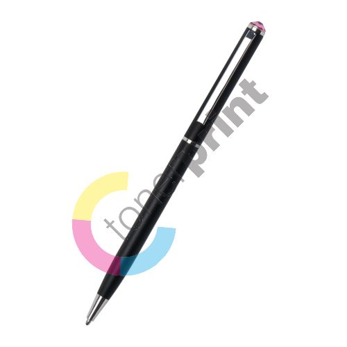 Kuličkové pero Art Crystella Slim černá s růžovým krystalem Swarovski 2