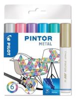 Set dekorativních popisovačů Pilot Pintor M, metalická, 6 barev, 1,4 mm Set dekorativních popisovačů Pilot Pintor M, metalická, 6 barev, 1,4 mm
