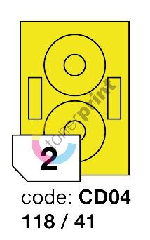 Samolepící etikety Rayfilm Office průměr 118/41 mm 300 archů, fluo žlutá, R0131.CD04D 1