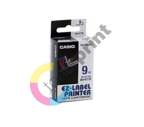 Páska Casio XR-9WEB1 9mm modrý tisk/bílý podklad 1
