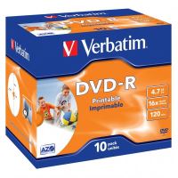 Verbatim DVD-R, DataLife PLUS, 4,7 GB, Wide Printable, jewel box, 43521, 16x, 10-pack