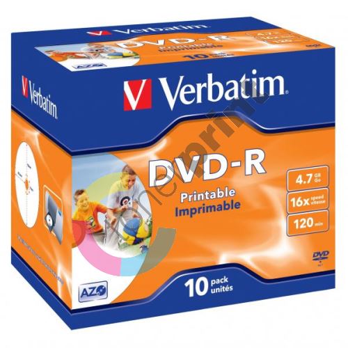 Verbatim DVD-R, DataLife PLUS, 4,7 GB, Wide Printable, jewel box, 43521, 16x, 10-pack 1