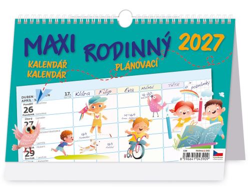 Stolní kalendář 2027 – Maxi rodinný plánovací týdenní kalendář