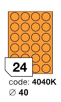 Samolepící etikety Rayfilm Office průměr 40 mm 300 archů, fluo oranžová, R0133.4040KD 1