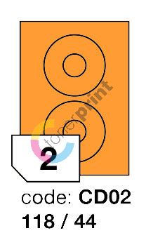 Samolepící etikety Rayfilm Office průměr 118/44 mm 300 archů, fluo oranžová, 1