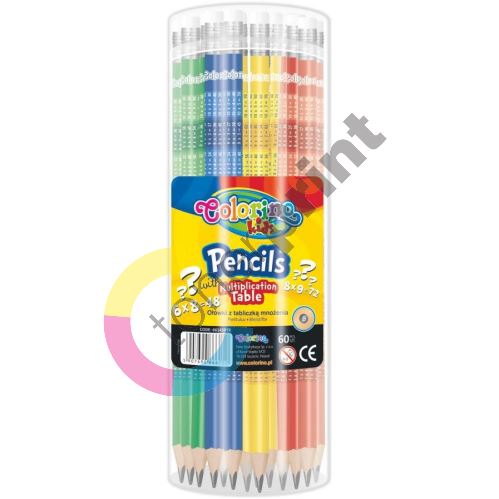 Colorino tužka s násobilkou, kulatá, s pryží, mix barev, 60 ks 2