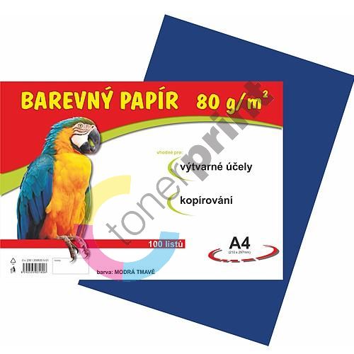 Barevný papír A4, 80g, tmavě modrý, 100 listů