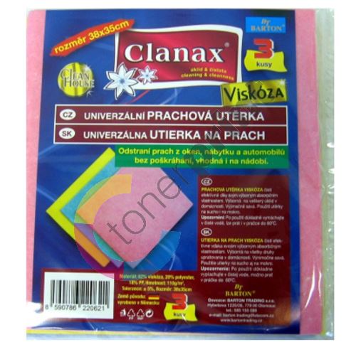 Clanax Univerzální prachová utěrka viskóza 38 x 35 cm 3 kusy