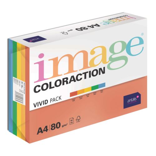 Barevný xerografický papír Image Coloraction A4 80 g Mix 5 pastelových barev – 100 archů