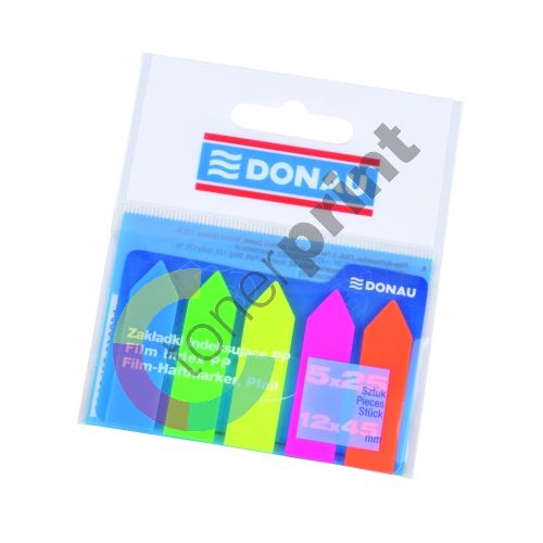 Donau záložky samolepicí šipky, 12 x 45 mm, plastové, mix neonových barev 1