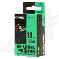 Páska Casio XR-18GN1 18mm černý tisk/zelený podklad 1 (1)