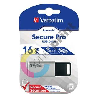 16GB Verbatim Store'n'Go Secure Pro, USB flash disk 3.0, 98664, stříbrná
