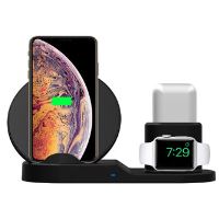 3v1 bezdrátová Qi nabíječka N30 pro telefon, Apple Watch a AirPods, 15 W, černá
