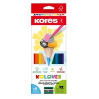 Pastelky Kores Kolores 93312 Trojhranné 12 barev s ořezávátkem (1)