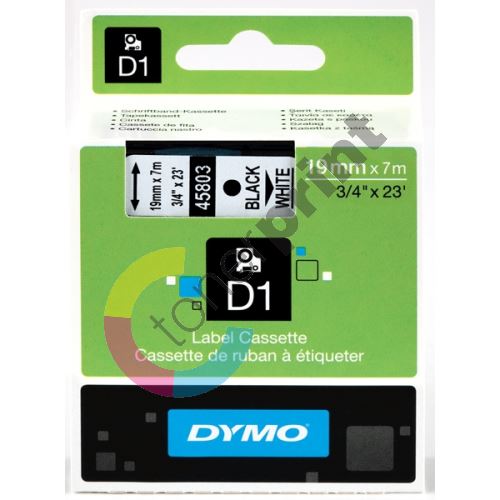 Páska Dymo D1 19mm x 7m, černý tisk/bílý podklad, 45803, S0720830 2