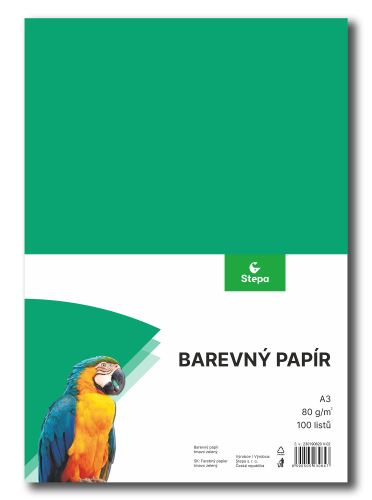 Barevný papír A3, 80g, tmavě zelený, 100 listů