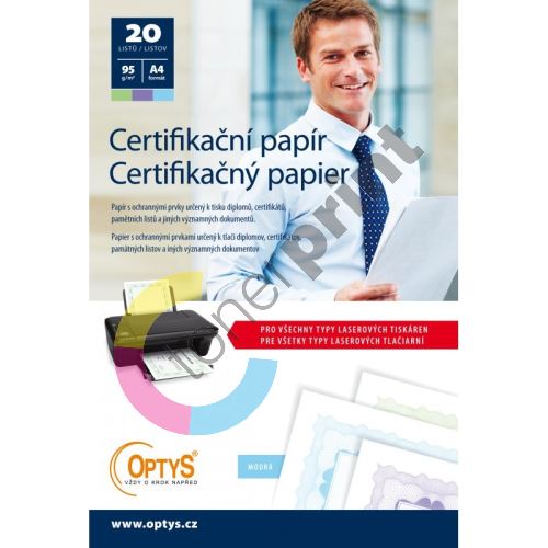 Certifikační papír A4, 20 listů, modrý, OP1576 1