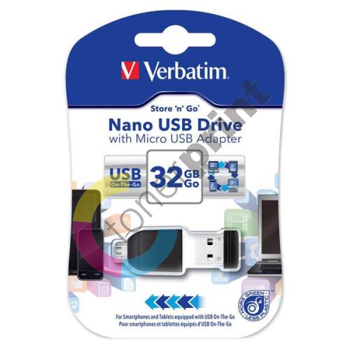 Verbatim Nano Store n Stay 32GB, USB flash disk  2.0, s adaptérem Micro USB, 49822, 1