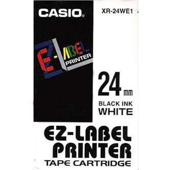 Páska do tiskárny štítků Casio XR-24WE1 24mm černý tisk/bílý podklad originál